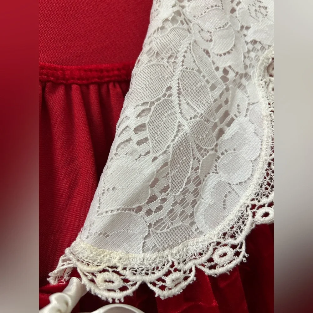 Vintage Komar SZ L Velvet Lace Bow Red - Picture 11 of 12